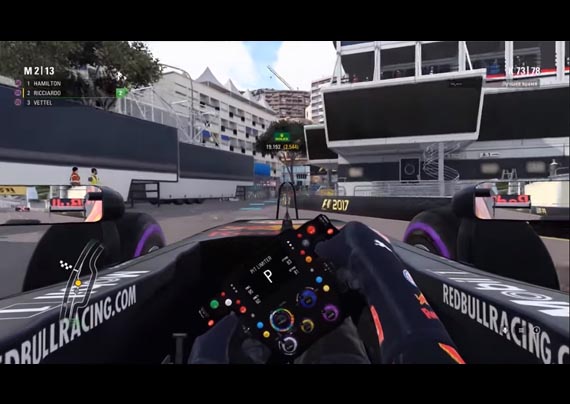 Codemasters F1 2017: Monaco contest, Ricciardo to 2nd place.